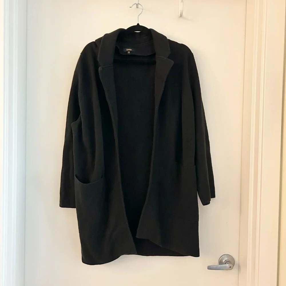 Quince 100% Organic Cotton Knit Blazer in Black Size 2X - Picture 4 of 8